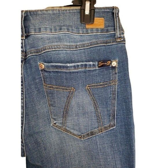 Seven7 Women's Tummyless Super Stretch Straight Leg Denim Blue Jeans Size 12 NWO - Picture 6 of 11